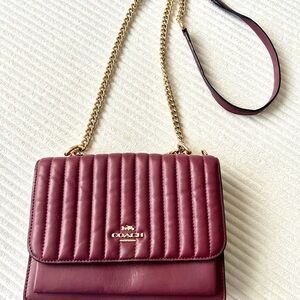 Coach Burgundy Quilted Shoulder Bag